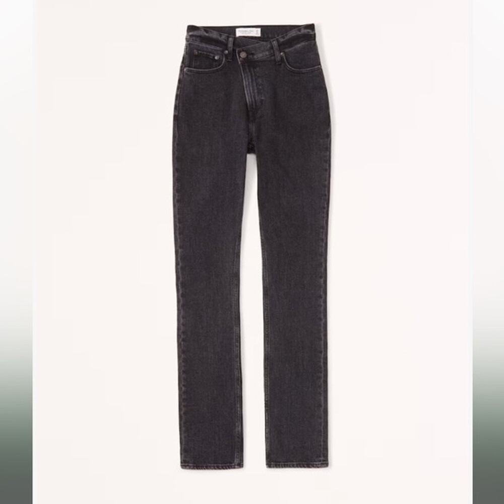 Abercrombie & Fitch 90's Slim Straight Jeans Ultra High Rise Asmmetrical 27s 4s